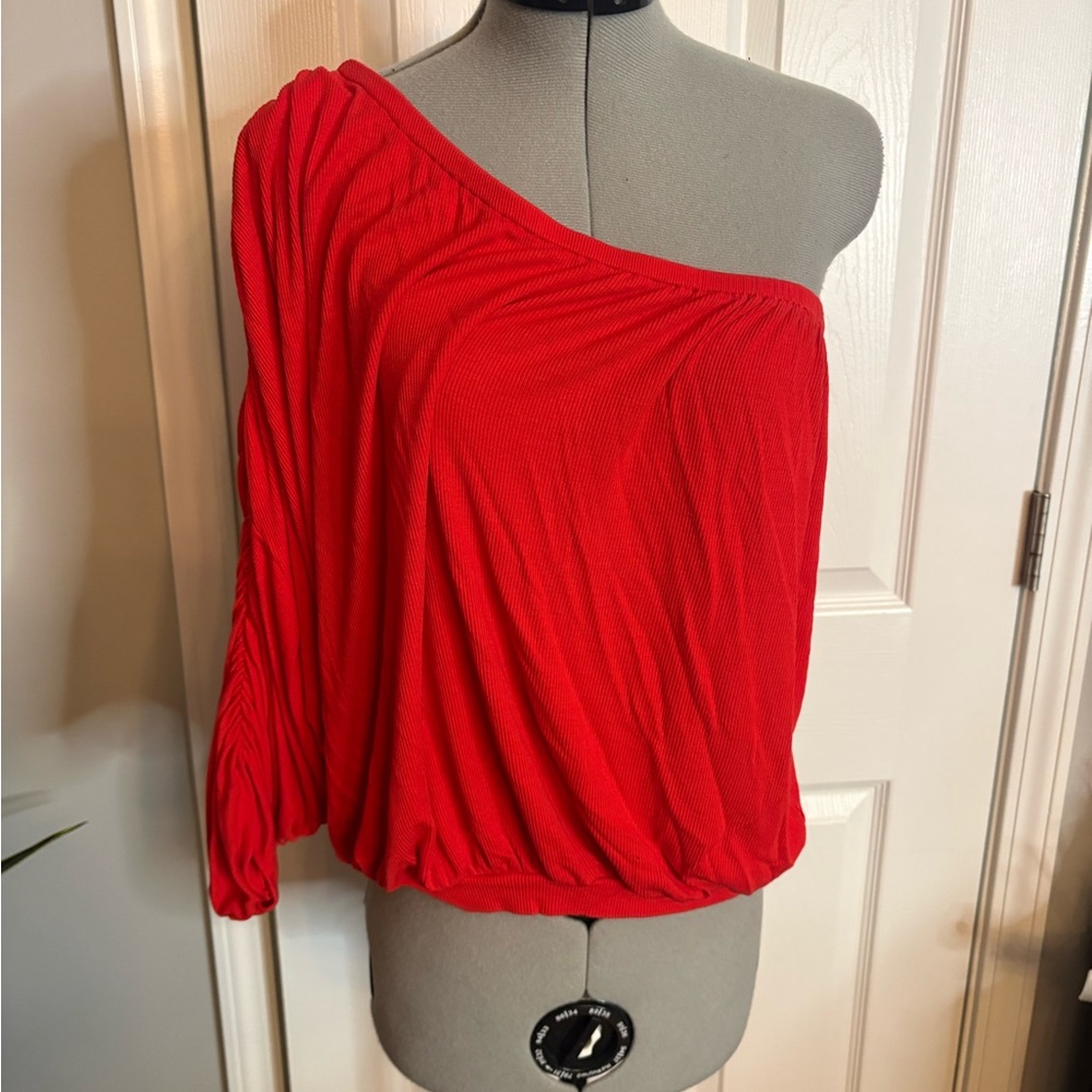 🩵LNA Ashra Ribbed One Shoulder Top Women's Sz S Blouse